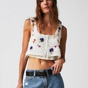 Free People Wildflowers Tank (Ivory Combo, L)